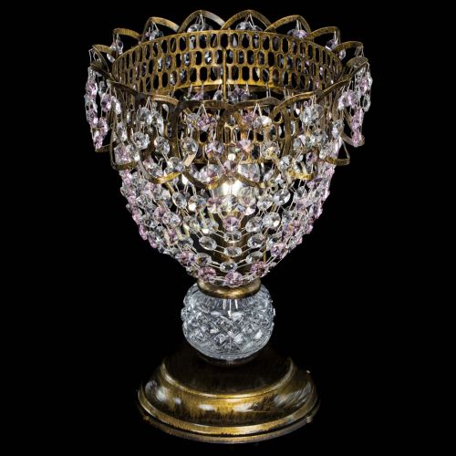 Настольная лампа Астра ажур №1 под бронзу Розовая в Саратове Гусь Хрустальный