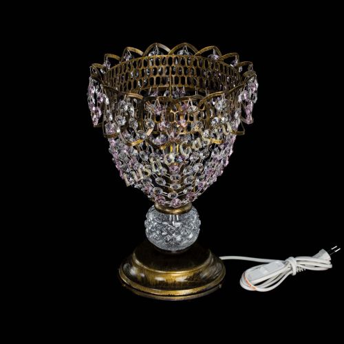 Настольная лампа Астра ажур №1 под бронзу Розовая в Саратове Гусь Хрустальный