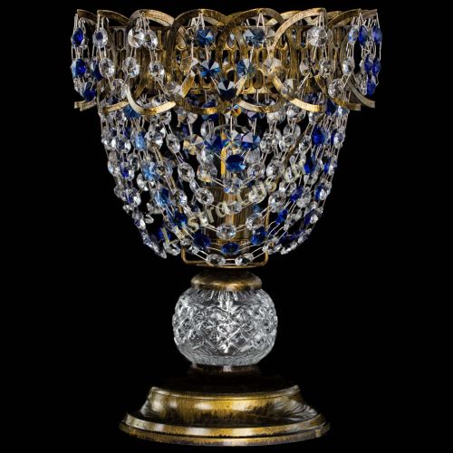 Настольная лампа Астра ажур №1 под бронзу Синяя в Саратове Гусь Хрустальный