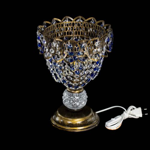 Настольная лампа Астра ажур №1 под бронзу Синяя в Саратове Гусь Хрустальный