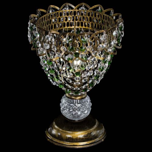 Настольная лампа Астра ажур №1 под бронзу Зеленая в Саратове Гусь Хрустальный