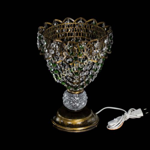 Настольная лампа Астра ажур №1 под бронзу Зеленая в Саратове Гусь Хрустальный