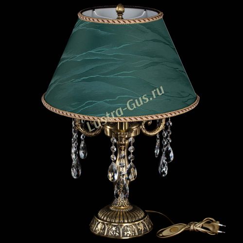 Бронзовая настольная лампа Аврора №3 Баден с абажуром в Саратове Гусь Хрустальный
