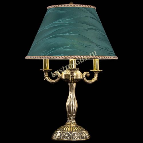 Бронзовая настольная лампа Аврора №3 с абажуром в Саратове Гусь Хрустальный