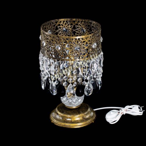 Настольная лампа Восток с пластинками под бронзу Черная в Саратове Гусь Хрустальный