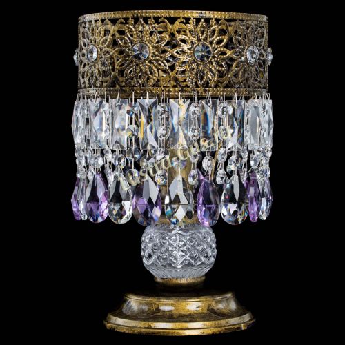 Настольная лампа Восток с пластинками под бронзу Фиолетовая в Саратове Гусь Хрустальный
