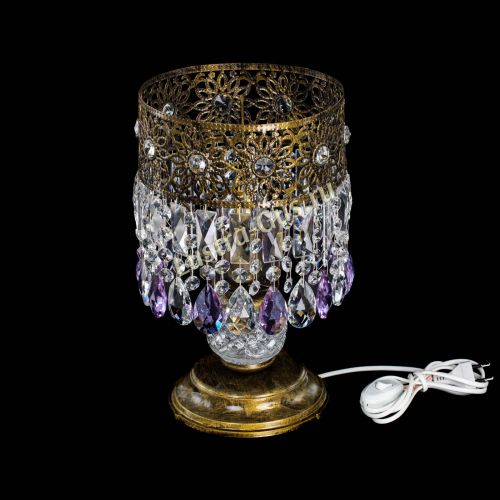 Настольная лампа Восток с пластинками под бронзу Фиолетовая в Саратове Гусь Хрустальный