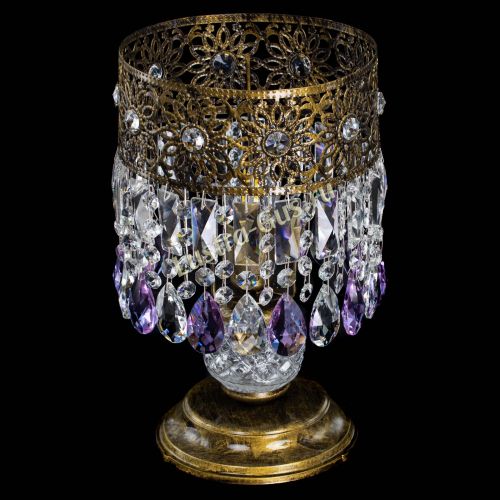 Настольная лампа Восток с пластинками под бронзу Фиолетовая в Саратове Гусь Хрустальный