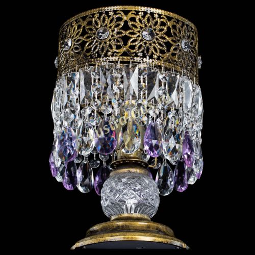 Настольная лампа Восток с пластинками под бронзу Фиолетовая в Саратове Гусь Хрустальный