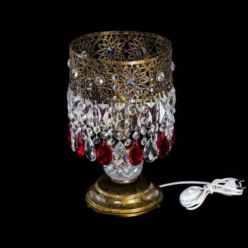 Настольная лампа Восток с пластинками под бронзу Красная в Саратове Гусь Хрустальный