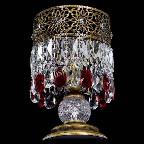 Настольная лампа Восток с пластинками под бронзу Красная в Саратове Гусь Хрустальный