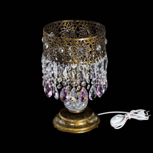 Настольная лампа Восток с пластинками под бронзу Розовая в Саратове Гусь Хрустальный