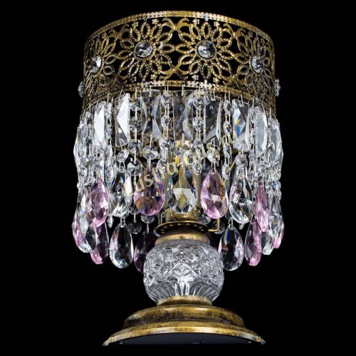 Настольная лампа Восток с пластинками под бронзу Розовая в Саратове Гусь Хрустальный