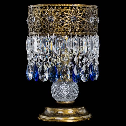 Настольная лампа Восток с пластинками под бронзу Синяя в Саратове Гусь Хрустальный