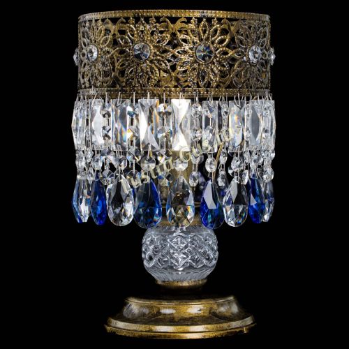 Настольная лампа Восток с пластинками под бронзу Синяя в Саратове Гусь Хрустальный