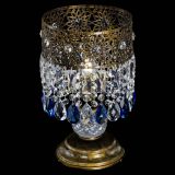 Настольная лампа Восток с пластинками под бронзу Синяя в Саратове