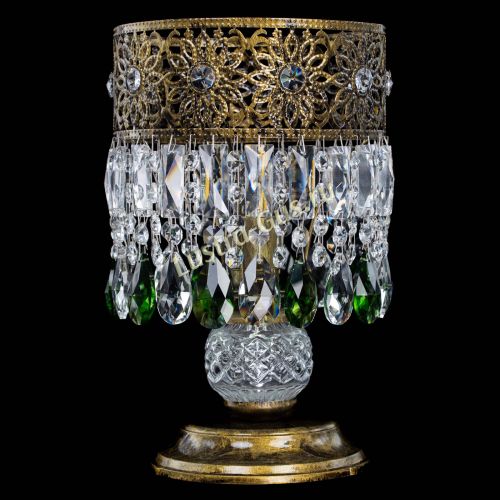 Настольная лампа Восток с пластинками под бронзу Зеленая в Саратове Гусь Хрустальный