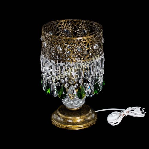 Настольная лампа Восток с пластинками под бронзу Зеленая в Саратове Гусь Хрустальный