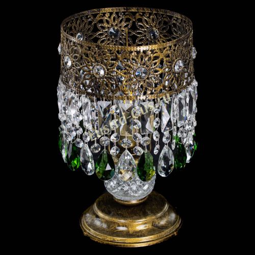 Настольная лампа Восток с пластинками под бронзу Зеленая в Саратове Гусь Хрустальный