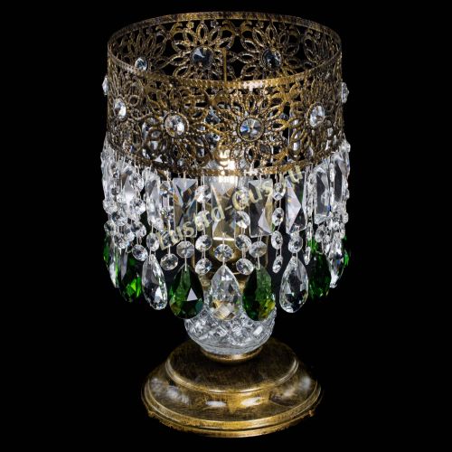 Настольная лампа Восток с пластинками под бронзу Зеленая в Саратове Гусь Хрустальный