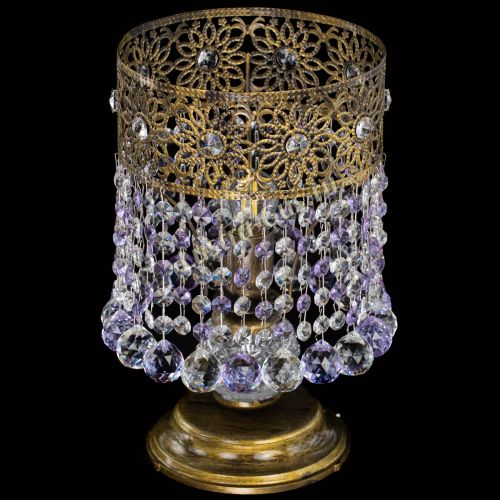 Настольная лампа Восток с шарами под бронзу Фиолетовая в Саратове Гусь Хрустальный