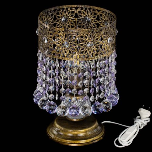 Настольная лампа Восток с шарами под бронзу Фиолетовая в Саратове Гусь Хрустальный