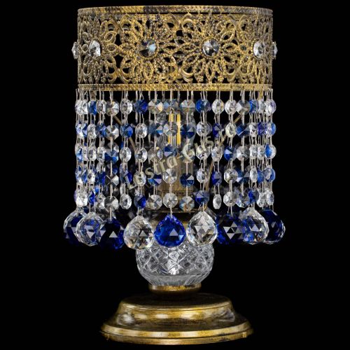 Настольная лампа Восток с шарами под бронзу Синяя в Саратове Гусь Хрустальный