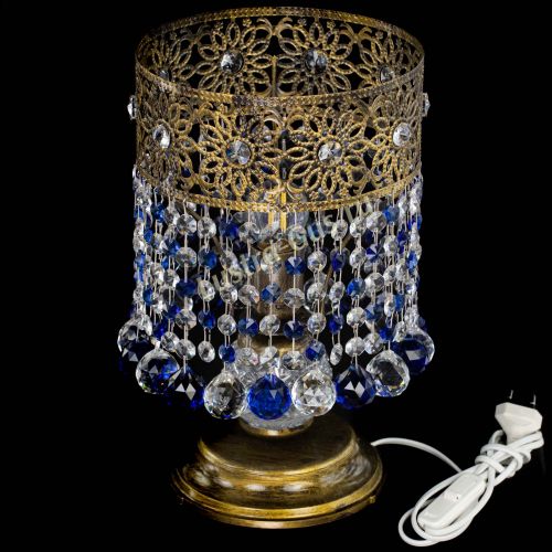 Настольная лампа Восток с шарами под бронзу Синяя в Саратове Гусь Хрустальный