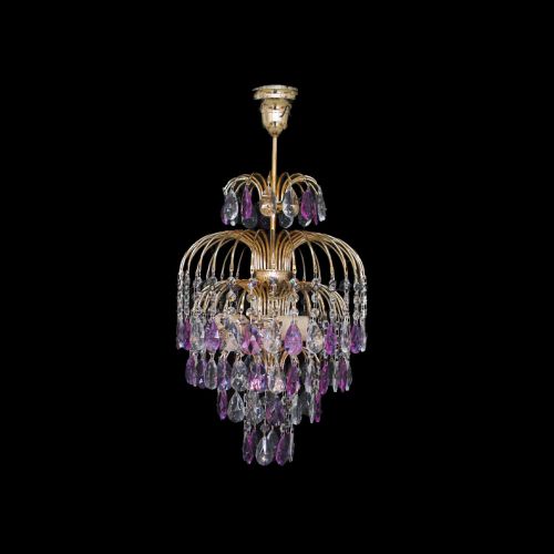 Люстра Хрустальные брызги с подвесом журавлик фиолетовый в Саратове Гусь Хрустальный