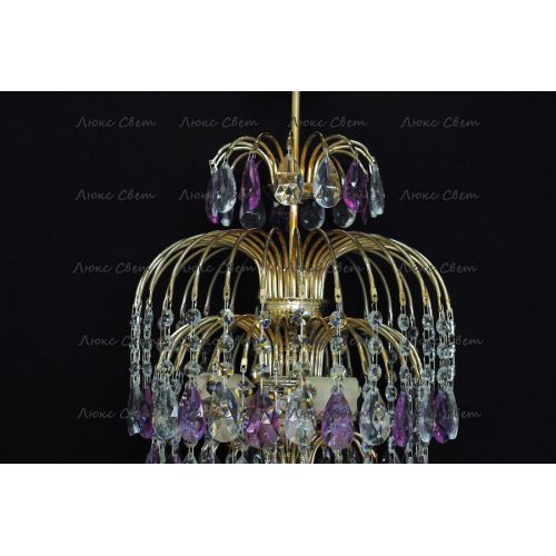 Люстра Хрустальные брызги с подвесом журавлик фиолетовый в Саратове Гусь Хрустальный