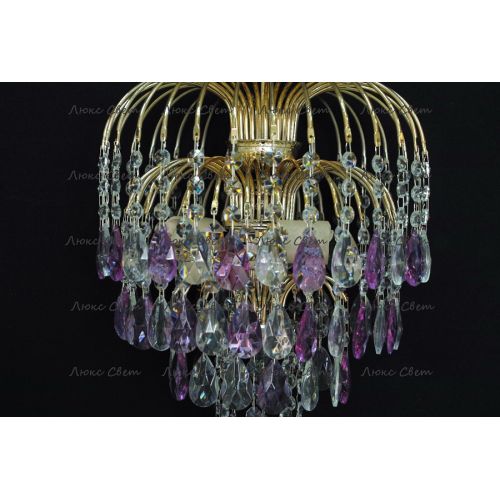 Люстра Хрустальные брызги с подвесом журавлик фиолетовый в Саратове Гусь Хрустальный