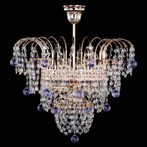 Люстра Агата Венеция №2 - 3 лампы фиолетовая в Саратове Гусь Хрустальный