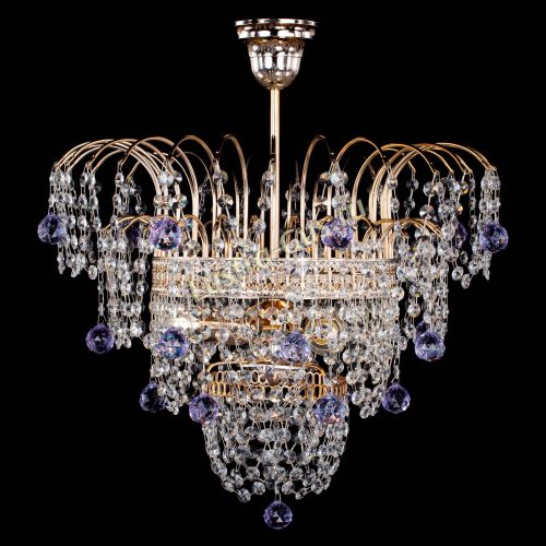 Люстра Агата Венеция №2 - 3 лампы фиолетовая в Саратове Гусь Хрустальный