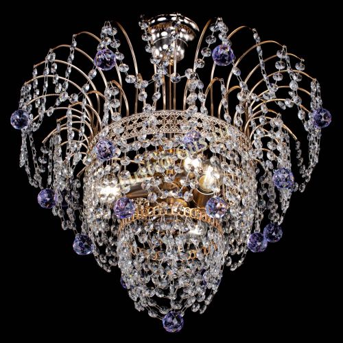 Люстра Агата Венеция №2 - 3 лампы фиолетовая в Саратове Гусь Хрустальный