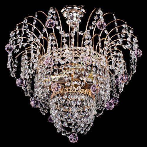 Люстра Агата Венеция №2 - 3 лампы розовая в Саратове Гусь Хрустальный