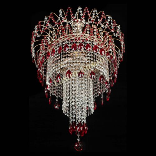 Люстра Агата Венеция №4 длинная Красная в Саратове Гусь Хрустальный