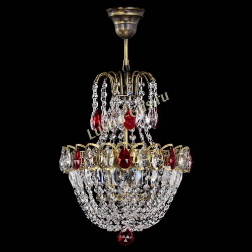 Люстра Астра №1 с подвесом под бронзу Красная в Саратове Гусь Хрустальный