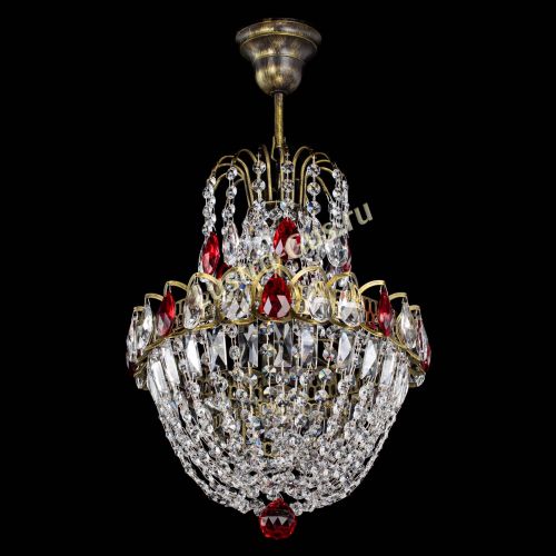 Люстра Астра №1 с подвесом под бронзу Красная в Саратове Гусь Хрустальный