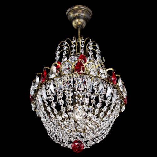 Люстра Астра №1 с подвесом под бронзу Красная в Саратове Гусь Хрустальный