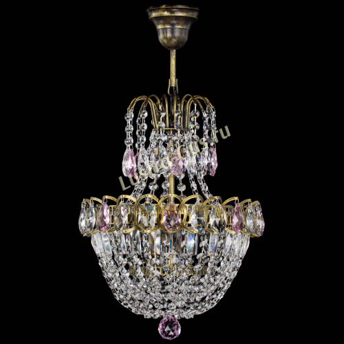 Люстра Астра №1 с подвесом под бронзу Розовая в Саратове Гусь Хрустальный