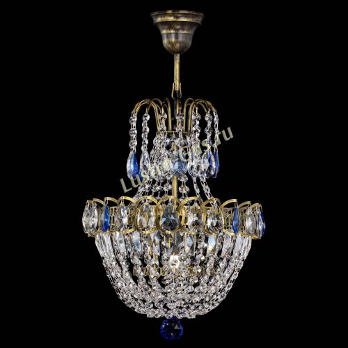 Люстра Астра №1 с подвесом под бронзу Синяя в Саратове Гусь Хрустальный