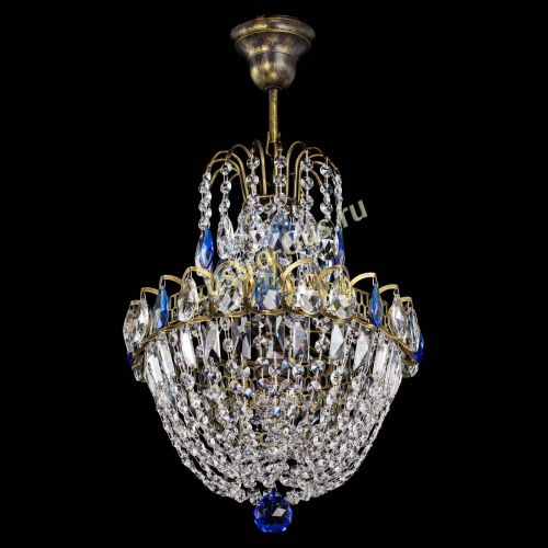 Люстра Астра №1 с подвесом под бронзу Синяя в Саратове Гусь Хрустальный
