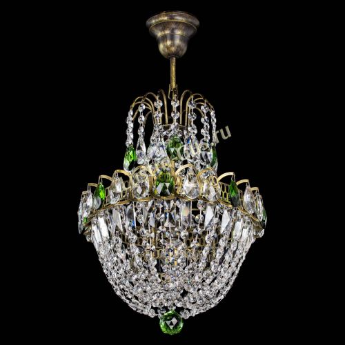 Люстра Астра №1 с подвесом под бронзу Зеленая в Саратове Гусь Хрустальный