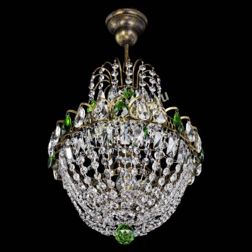 Люстра Астра №1 с подвесом под бронзу Зеленая в Саратове Гусь Хрустальный