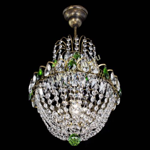 Люстра Астра №1 с подвесом под бронзу Зеленая в Саратове Гусь Хрустальный