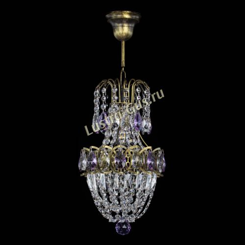 Люстра Астра №1 узкая фиолетовая под бронзу в Саратове Гусь Хрустальный