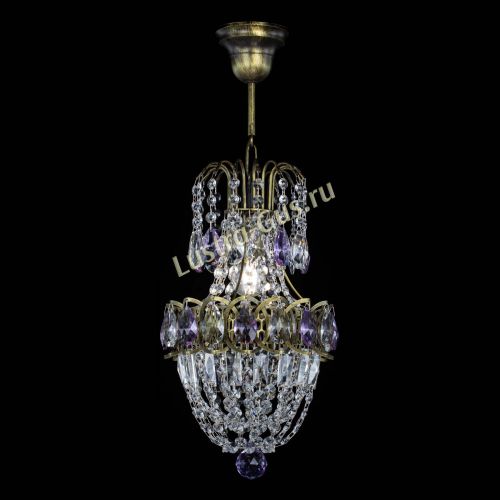 Люстра Астра №1 узкая фиолетовая под бронзу в Саратове Гусь Хрустальный