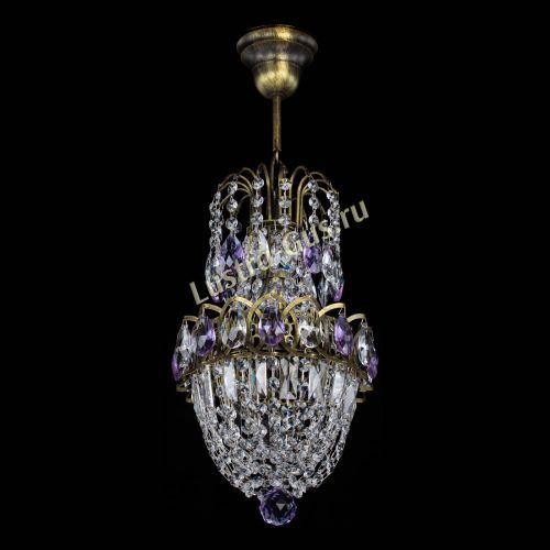 Люстра Астра №1 узкая фиолетовая под бронзу в Саратове Гусь Хрустальный