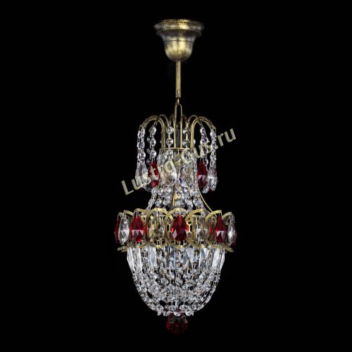 Люстра Астра №1 узкая красная под бронзу в Саратове Гусь Хрустальный