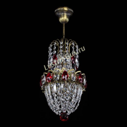 Люстра Астра №1 узкая красная под бронзу в Саратове Гусь Хрустальный